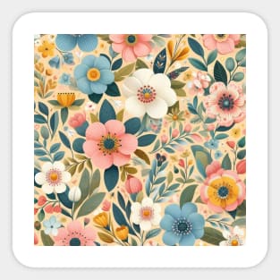 Spring Flowers Pattern 50s Style Sticker